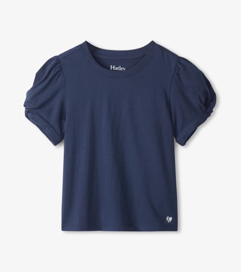 T-Shirt uni Herzstickerei Mädchen Hatley
