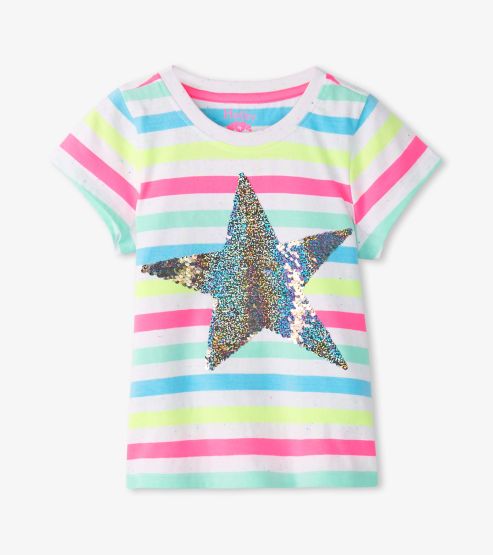 T-Shirt Stern Neonringel Mädchen Hatley