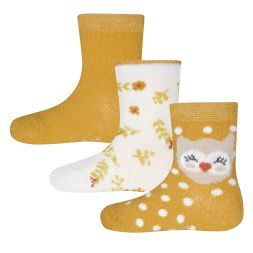 3er Pack Socken Eule-Blumen-Uni Mädchen Ewers