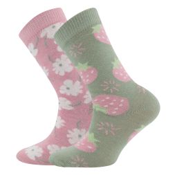 2er Pack Socken Blumen Erdbeere GOTS Mädchen Ewers
