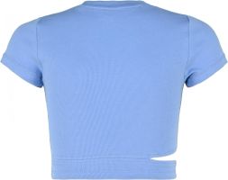 Boxy T-Shirt gerippt uni Mädchen Blue Effect