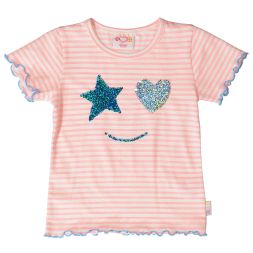 T-Shirt Stern-Herz-Smiley geringelt Mädchen Jette