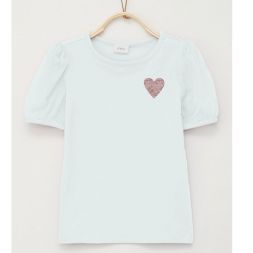 T-Shirt Paillettenherz Meshärmel Mädchen s.Oliver