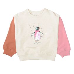 Sweatshirt Pinguin Kontrastärmel Mädchen Staccato