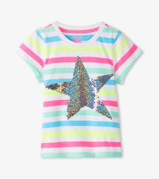 T-Shirt Stern Neonringel Mädchen Hatley
